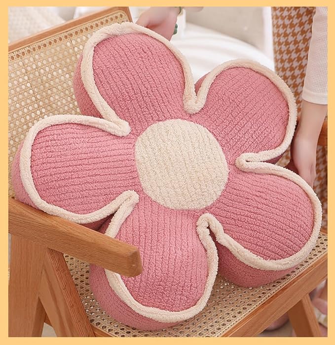 Sexysamba Flower Shaped Floor Seat Pillows Cushions 25.6" x 7.5", Giant Aesthetic Daisy Flower Decorative Throw Pillows Preppy Floor Seating Cushion for Girls Bedroom Room Sofa Chair Decor,White