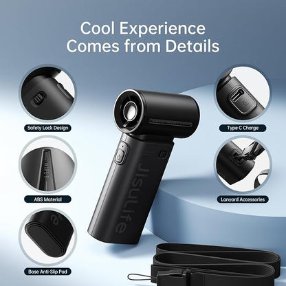 JISULIFE Portable Handheld Fan Life9, Turbo Power High Speed Air, 5 Gear Wind