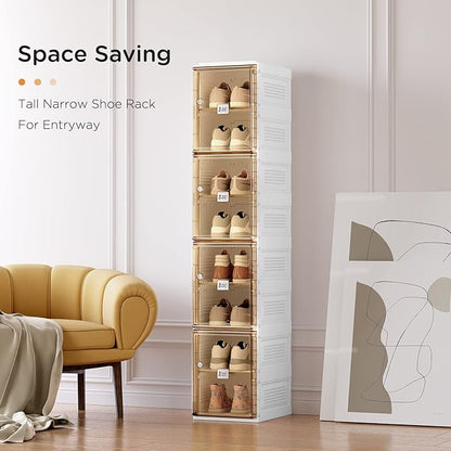 ANTBOX Shoe Organizer Storage Box, Portable Folding Shoe Rack