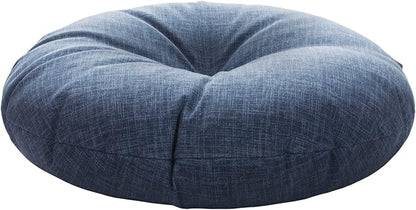Magpie Fabrics Outdoor Round Bistro Seat Cushions with Ties, 15"x15"x4" Set of 2, Tufted Waterproof Barstool Chair Pads for Patio Home Garden Office, Navy Textured