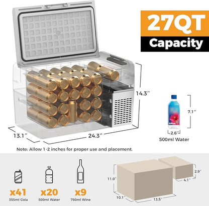Setpower Car Refrigerator 50 Hours Backup Cooling 27 Quart 12 volt Fridge