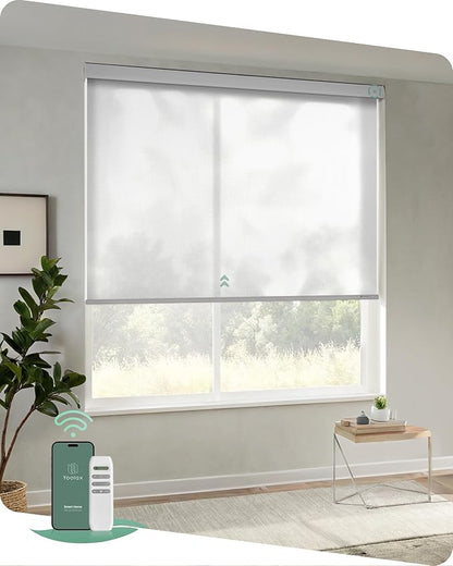 Yoolax Motorized Blinds with Remote, Light Filtering Remote Shades