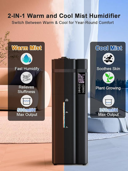 Zeova 13L/3.4Gal Humidifiers for Bedroom, Ultrasonic Warm & Cool Mist