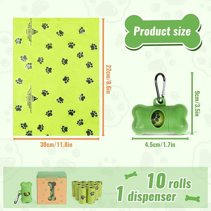 INNOLIFE Biodegradable Dog Poop Bag, 150 Counts Dog Poop Bag Rolls with Dispenser, Scented Leak Proof Pet Waste Bag, Green Dog Bags for Poop