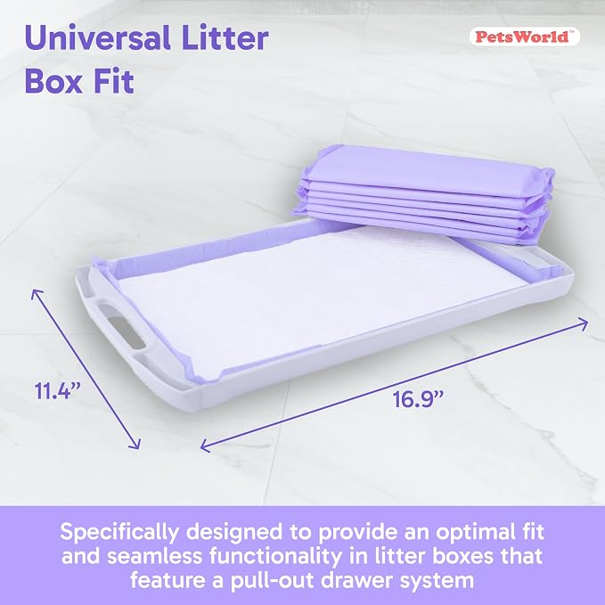 PetsWorld Universal Fit Cat Pad Refills for Litter Box, Unscented, Odor Control, Pack of 600