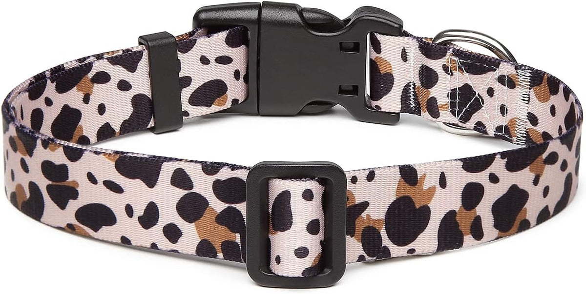 Mercano Adjustable Dog Collar - Special Design Patterns, Soft Nylon Comfortable Durable Pet Collar for Small Medium Large Dogs (S, Leopard)
