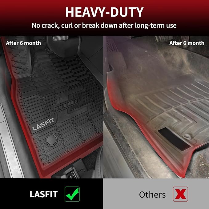 LASFIT Floor Mats for Ford Mustang Mach-E 2021-2025 TPE All Weather Protector Car Liners, 1st & 2nd Row, 3pcs Black