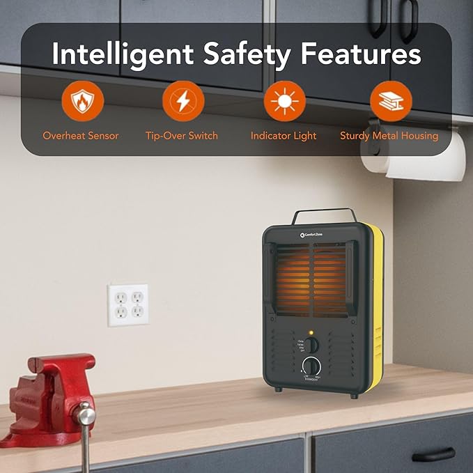 Comfort Zone 1, 500-Watt Milkhouse Style Electric Portable Utility Heater