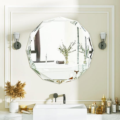 Suidia Bathroom Mirror, Frameless Bathroom Mirror