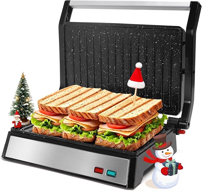 Aigostar Panini Press, 1200W Sandwich Maker and Electric Indoor Grill