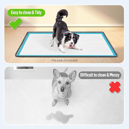 Pee Pad Holder for Dogs 34''x22'' Silicone Puppy Pee Pad Tray, Dark Grey | Extra Large Dog Potty Tray Leak-Proof, High Edge, No Spill Training Pads for Floor Protection, No Pee Pads