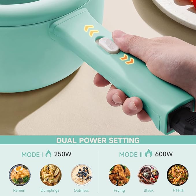 Dezin Electric Cooker, 2L Non-Stick Sauté Pan, Rapid Noodles Mini Pot
