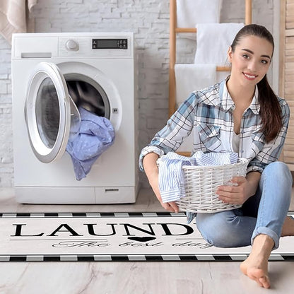 Farmhouse Laundry Room Rug Runner 24"X72" Kitchen Mat Washable Entryway Rugs Soft Non Slip Laundry Carpets Comfort Standing Desk Mats,Carpet for Sink,Office,Laundry Room Decor Accessories