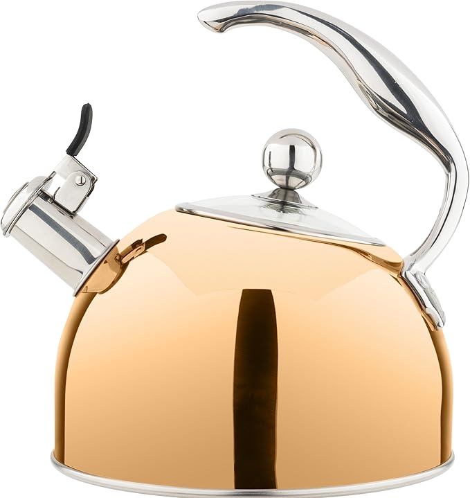 Viking 3-Ply Stainless Steel Tea Kettle, 2.6 Quart Stovetop Hot Water Pot