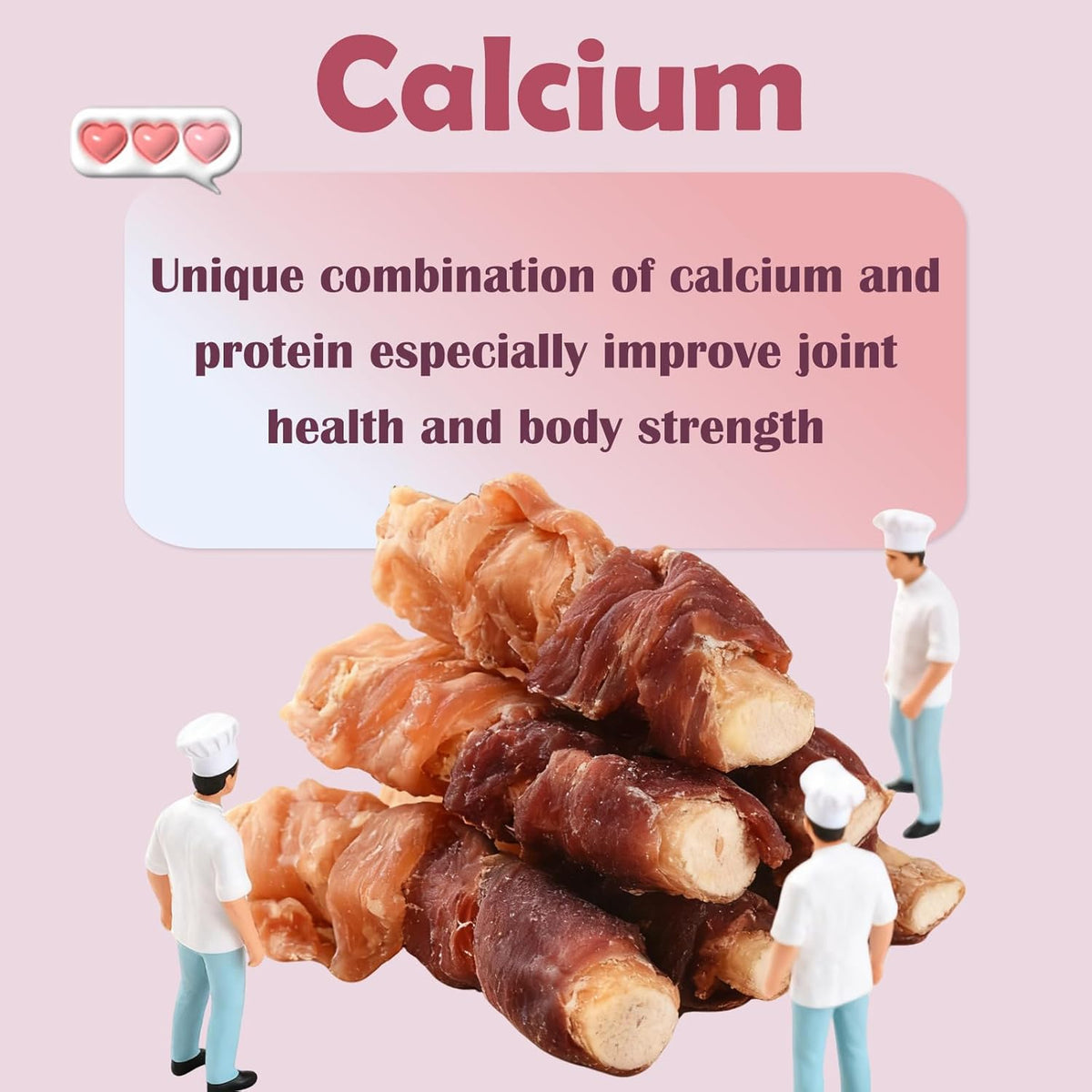 ASMPET Dog Treats, Chicken & Duck Wrapped Beef Cartilage, Rawhide Free & Grain Free Dog Snacks
