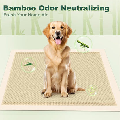 MIZOK Bamboo Dog Pee Pads Highly Absorbent No Leak XXL 36x36in 30Ct | Highly Absorbent Bamboo Pads Neutralize Odors Quickly and Leak Proof Bottoms Protect Your Floors for Potty Training