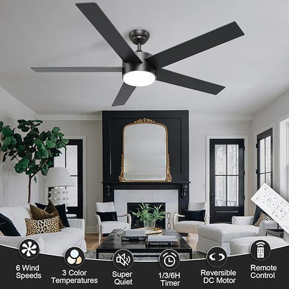 POCHFAN 60 Inch Black Ceiling Fans