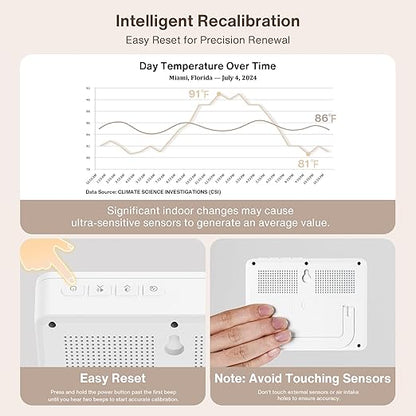 16 in 1 Air Quality Monitor Indoor 10h Battery & 5.5" Display 9 AQI+7 AQI Alerts
