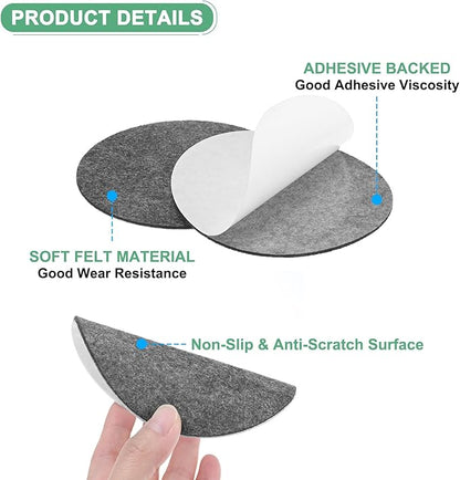 20-Pack Lamp Base Felt, 4.5 Inch Dia. 2mm Thick Self Adhesive Round Fabric Felt Pads for Lamp/Furniture/DIY, Non-Slip Fiber Backed Patch Circles with Adhesive Backing [Grey]