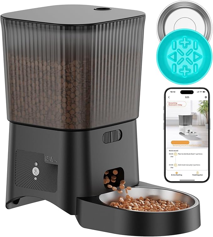 HoneyGuaridan Automatic Cat Feeder, 5G WiFi Cat Food Dispenser