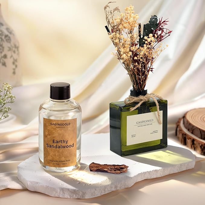 Earthy Sandalwood Scented Reed Diffuser Oil Refill