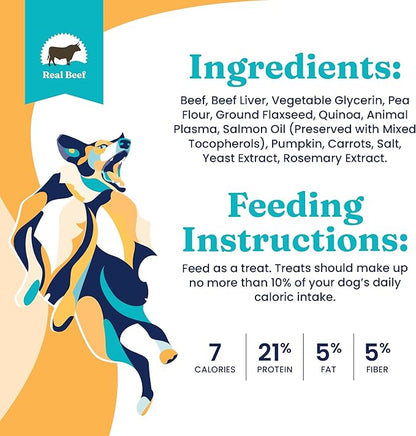 Solid Gold Healthy Dog Treats - Functional Beef Soft Dog Treat w/Salmon Oil & Superfoods for Gut Health & Performance for Active Dogs - Healthy Training Treats for Dogs of All Ages & Sizes - 5.2oz
