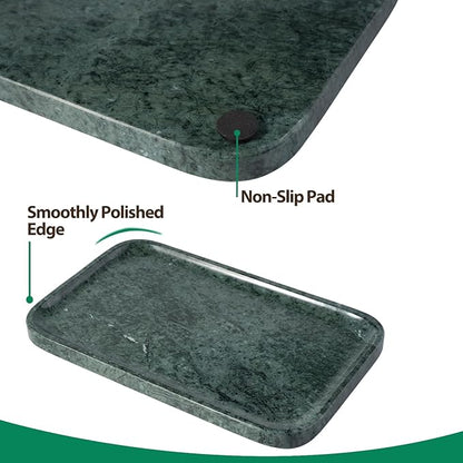Marble Vanity Tray, Bathroom Tray for Countertop, 14'' Green Decoration for Dresser Organizer, Large Serving for Kitchen, Marble Storage for Coffee Table, Perfume, Jewelry Holder