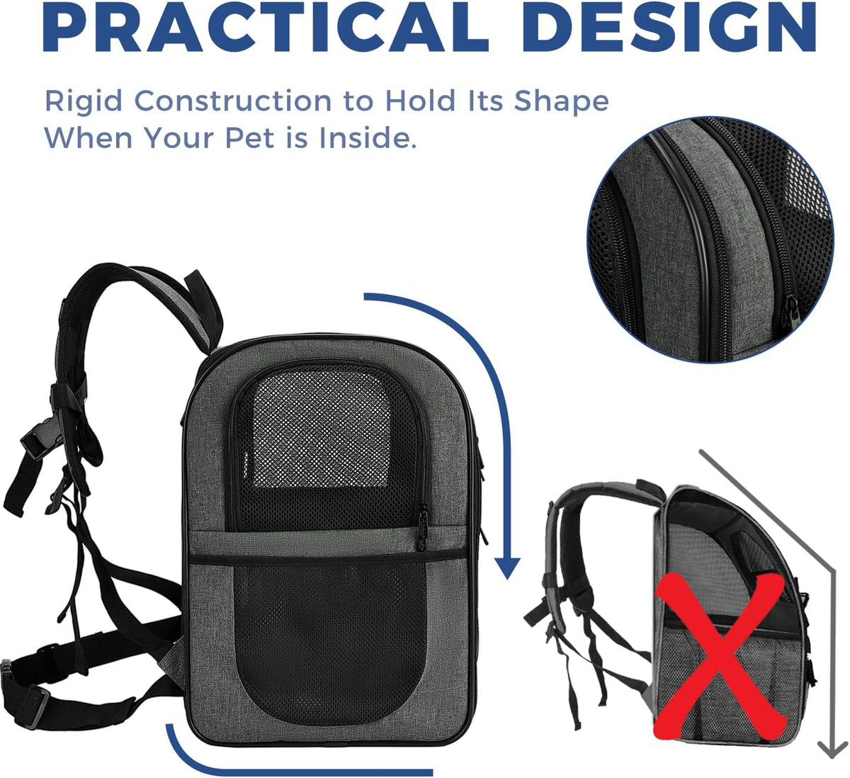 Apollo Walker Pet Carrier Backpack for 4-15lb Cats and Dogs, Puppies, Safety Features and Cushion Back Support | for Travel, Hiking, Outdoor Use (Gray)