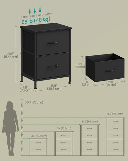 SONGMICS Dresser for Bedroom, Chest of Drawers, Nightstand, 2 Non-Woven Fabric