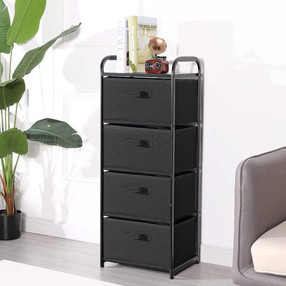 MAX Houser 4 Drawer Fabric Dresser Tall Storage Tower, Dresser Chest
