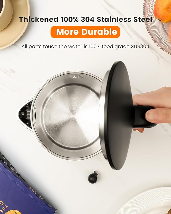 Electric Kettle Stainless Steel, 1.0L Small Water Boiler 1200W Fast Boiling