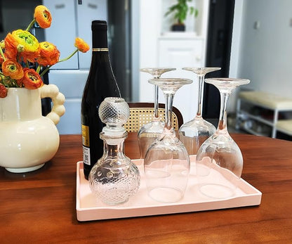 Pink Serving Tray (11.8 x 8.7 inch) for Serving Accessory, Spa, Coffee, Drinks, Wine, Tea, Bar, Party, Seasoning, Perfume and Display Use.