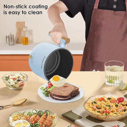 Audecook Hot Pot Electric with Steamer, 1.8L Portable Mini Travel Cooker