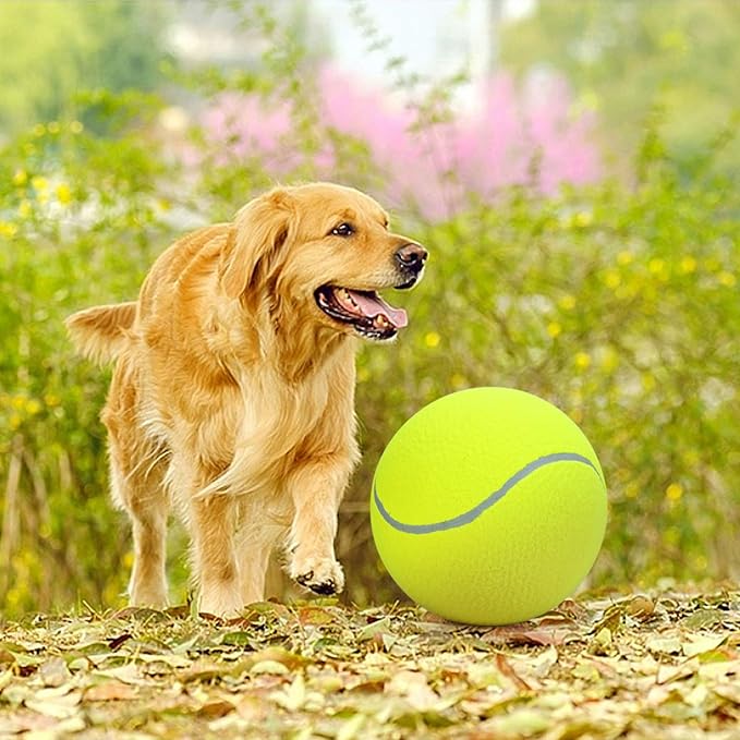 Pomeat Big Tennis Ball for Dogs 9.5" Inflatable Giant Tennis Balls Pet Chew Toy