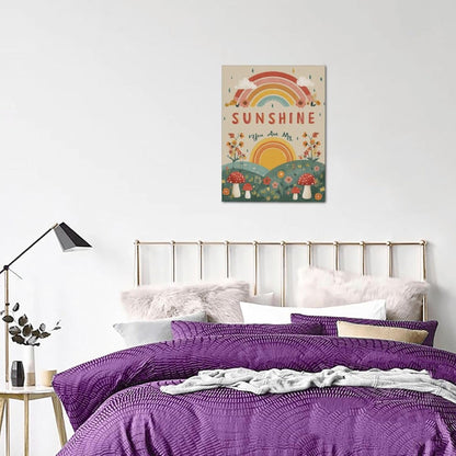 You Are My Sunshine Inspirational Canvas Wall Art Motivational Encouragements Wall Decor First Communion Gifts for Girls Boys Toddler Teens Pictures Painting Print Artwork Framed Decorations Nursery Dorm Bedroom 12"x16"
