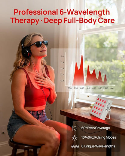 Red Light Therapy for Body Panel, 16‑LED 6 Wavelengths Near‑Infrared Light
