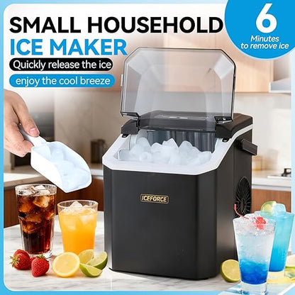 Portable ice Machine: with Handle, with Cleaning Function, with Basket and Spoon