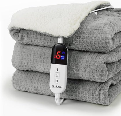 Heated Blanket Electric Blanket Twin Waffle, 62x84 Inches Sherpa Fleece Fast