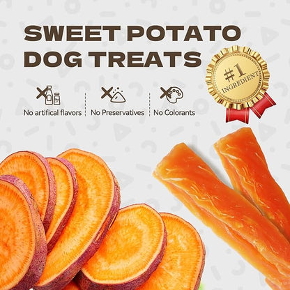 Healthy Sweet Potato Dog Treats, Soft and Low Fat Dog Training Treats for Small Medium Dogs and Large Breed, Single Ingredient Chews Snacks 10.58oz/25-30pcs