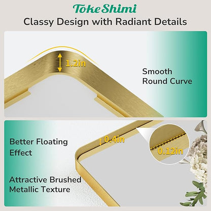 TokeShimi 72x36 Brushed Gold Bathroom Mirror, Tempered Glass, Bathroom Wall