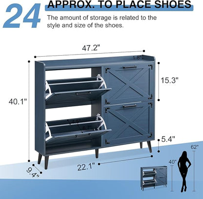 Shoe Storage Cabinet, Farmhouse Shoe Organizer