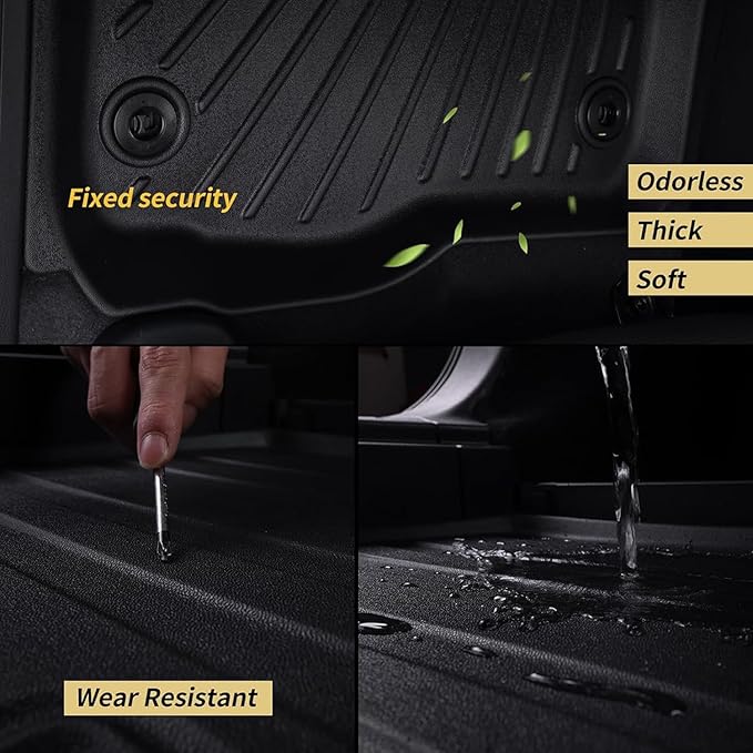 Floor Mats for KIA Sorento 2020 2019 2018 2017 2016 Accessories 4PCS(Only fit 7 Seats) Floor Liner Custom TPE All Weather Protection Full Coverage 1st & 2nd & 3rd Row Full Set Car Liner-Black