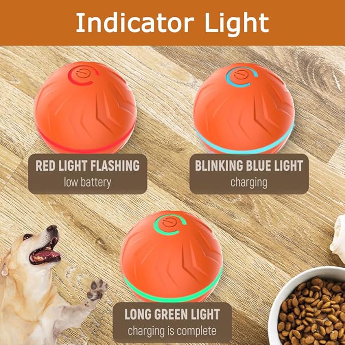 T01 Interactive Dog Toys Dog Ball,Anti Boredom Dog Toys,Durable Motion Activated Automatic Rolling Toys for Small/Medium Dogs,Moving Ball for Dogs to Keep Them Busy,Dog Bows,Fruity Plush Covers,Orange