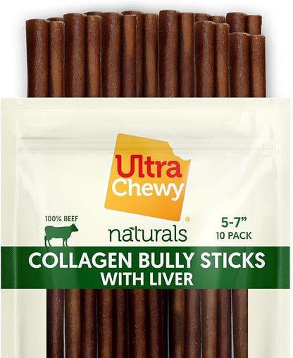 Ultra Chewy Collagen Sticks 5-7 inches (10 Pack) – Long Lasting Odor-Free, All-Natural Dog Chews – Rawhide & Bully Stick Alternative