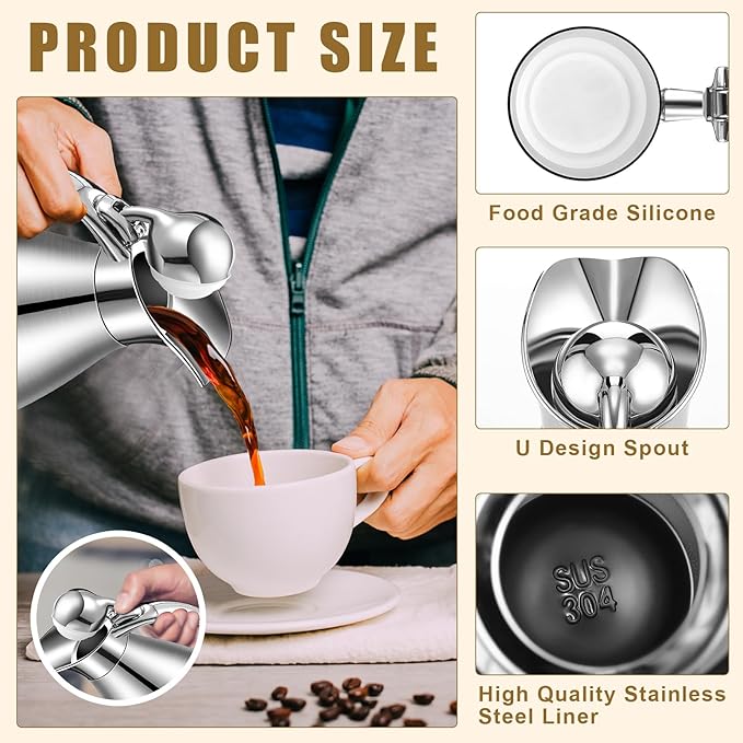 Uiifan 2 Pcs 68 oz Thermal Coffee Carafe Insulated Stainless Steel Coffee Carafe
