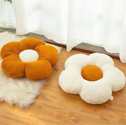 YILANLAN Cute Flower Cushion Plush Floor Pillow Casual Comfortable Pillow Office Living Room Bed Decoration Cushion Simple Room Decoration (50cm, Brown)