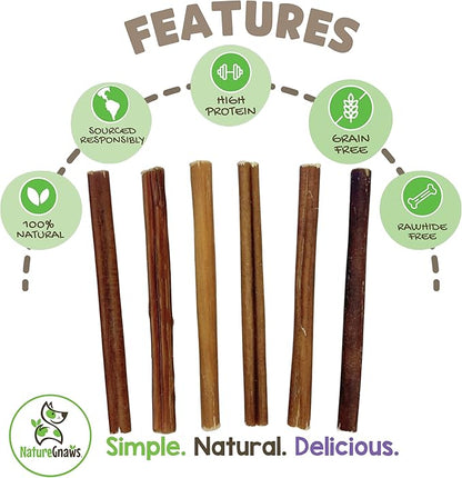 Nature Gnaws Small Bully Sticks for Dogs 5-6" (15 Count) - Long Lasting for Light Chewers and Puppies - Natural Thin Beef Dog Chew Bones - Rawhide Free