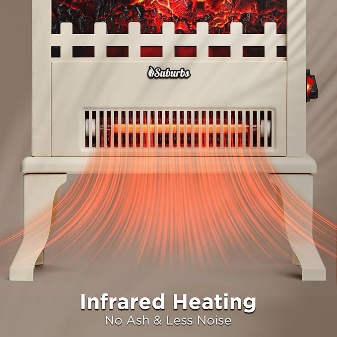 TURBRO Suburbs TS17Q Infrared Electric Fireplace Stove, Realistic Flame