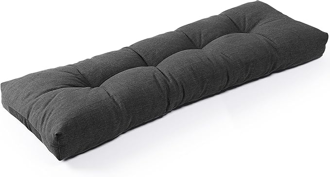 SUNROX LokGrip Non Slip Tufted Memory Foam Bench Cushion, FadeShield Water Resistant Durable Thicken Outdoor/Indoor Bench Seat Pads 59x16x4 inch, Midnight