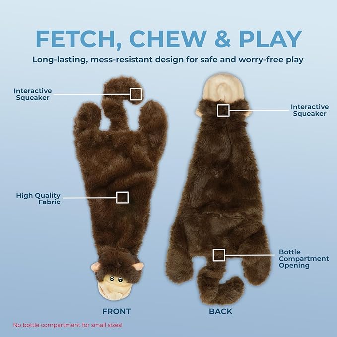 Best Pet Supplies Squeaky Dog Toys with Soft Durable Fabric for Small, Medium and Large Pets Interactive Toy for Indoor Play, Supports Active Biting and Play - Monkey, Large